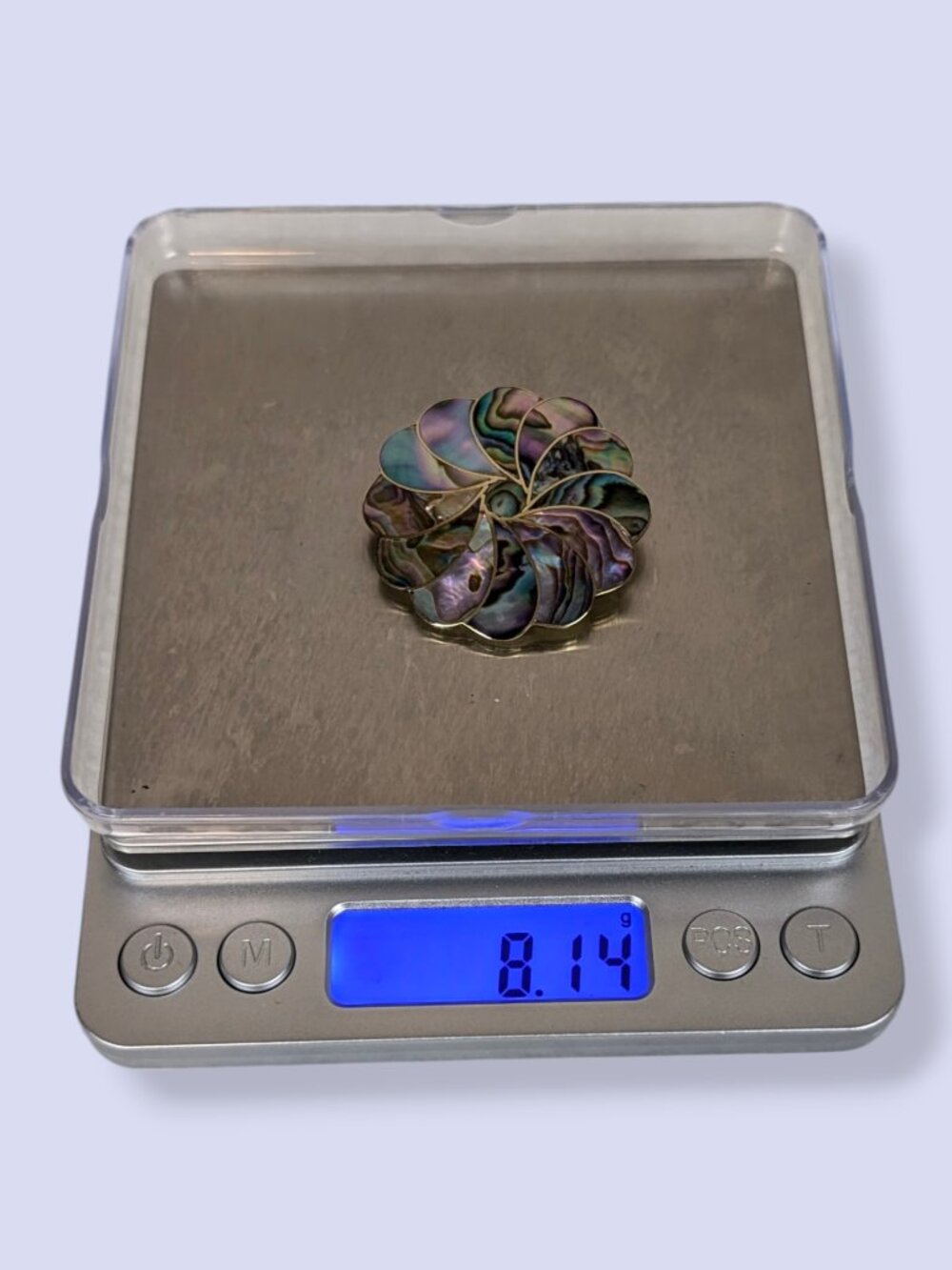 Vintage Scalloped Abalone Inlay Taxco-Style Mexico Brooch - Picture 8 of 10